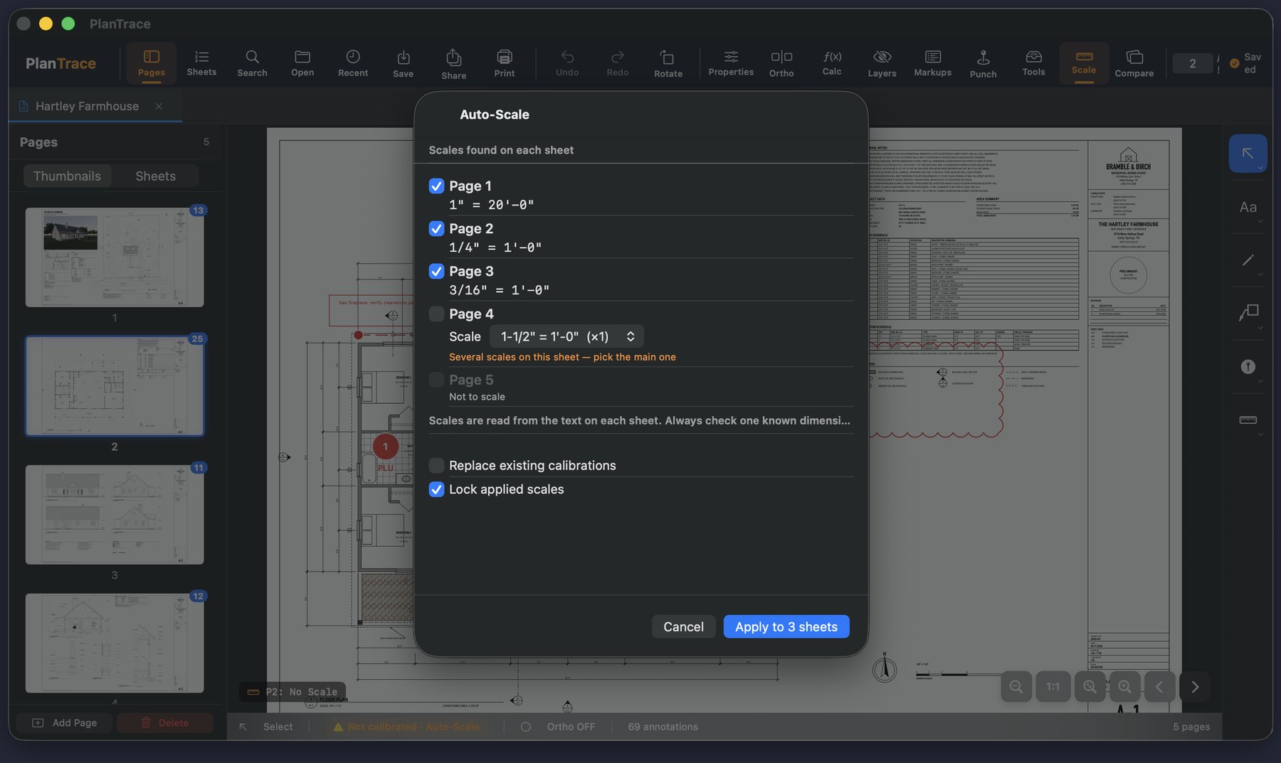 Auto-Scale dialog on Mac detecting the drawing scale